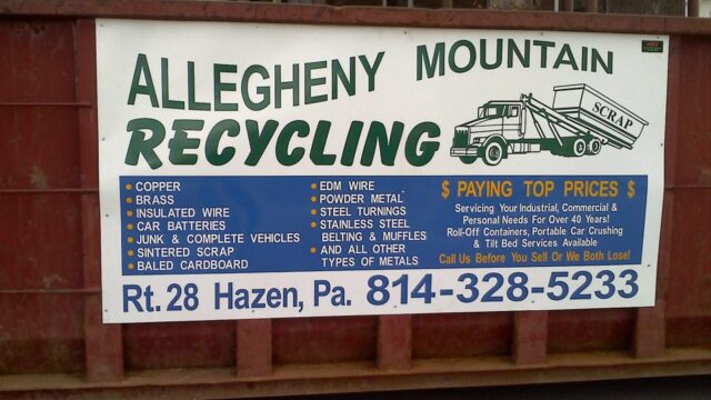 Allegheny Mountain Recycling sign