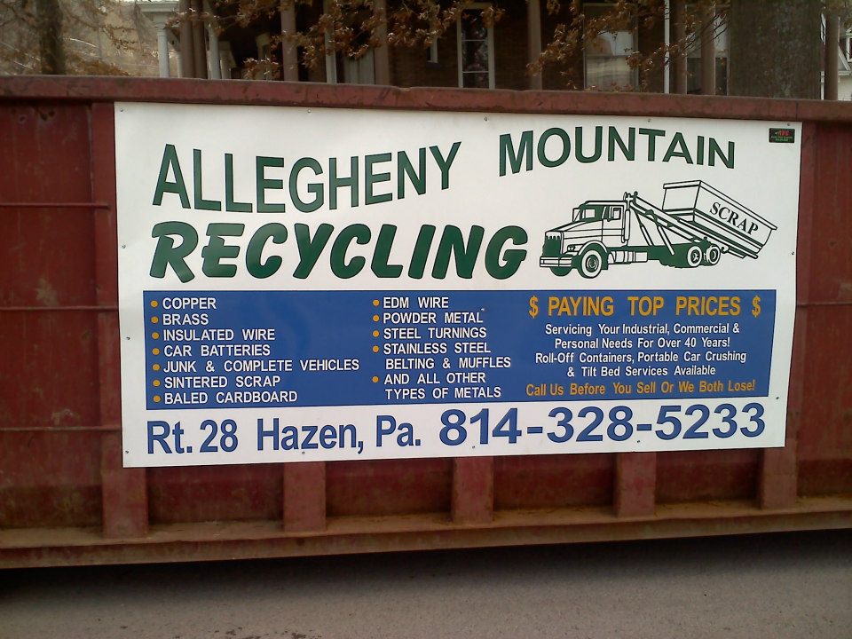 Allegheny Mountain Recycling sign