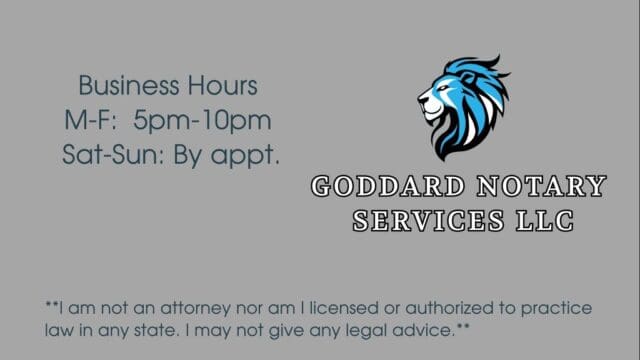 Goddard Notary Services – Business Card Back